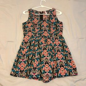 Exhilaration Red & Blue Flowered Romper